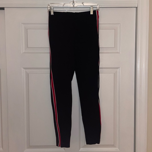 Black Sporty Leggings with Red Stripe - Picture 3 of 4